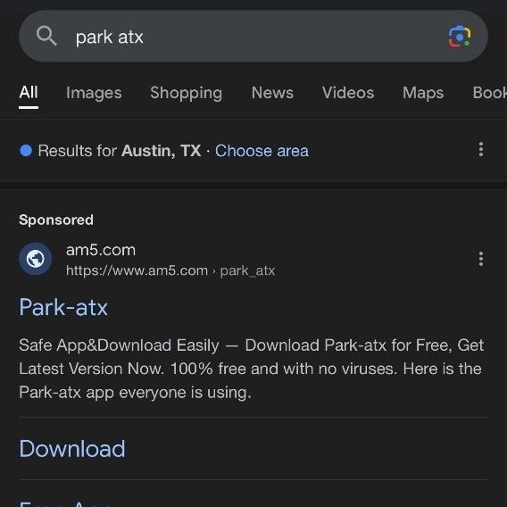 Park ATX app being impersonated by fraudulent website