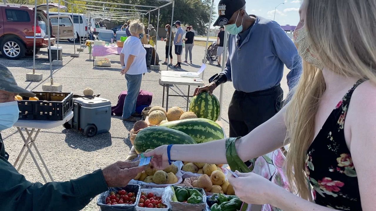 Danielle Orman using her Double Up Food Bucks coupon (Lupe Zapata/Spectrum News)