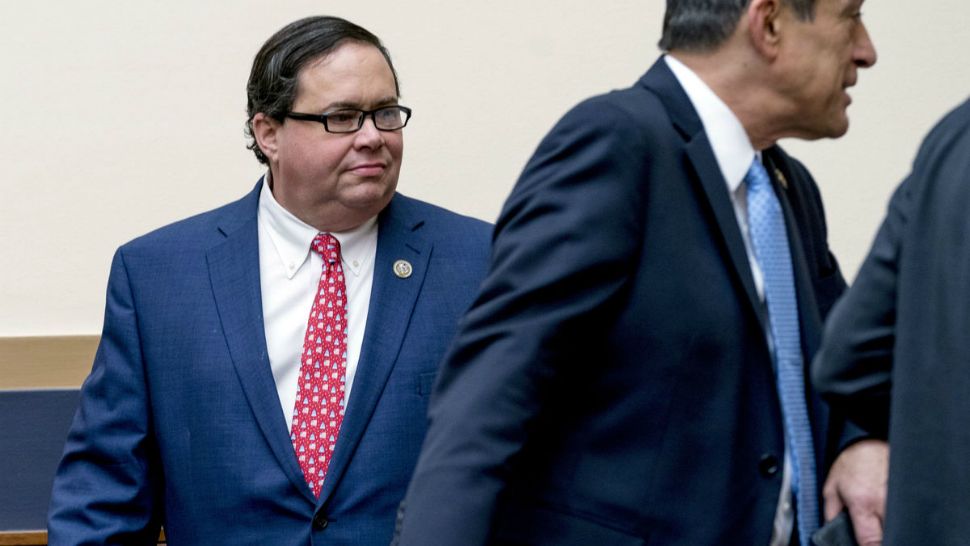 Rep. Blake Farenthold, R-Texas, arrives for a House Committee on the Judiciary oversight hearing on Capitol Hill, Wednesday, Dec. 13, 2017, in Washington. Two Republicans say that Texas GOP Rep. Blake Farenthold won't seek re-election next year. The lawmaker is under pressure for sexual misconduct allegations that surfaced three years ago but have come under renewed focus. (AP Photo/Andrew Harnik)