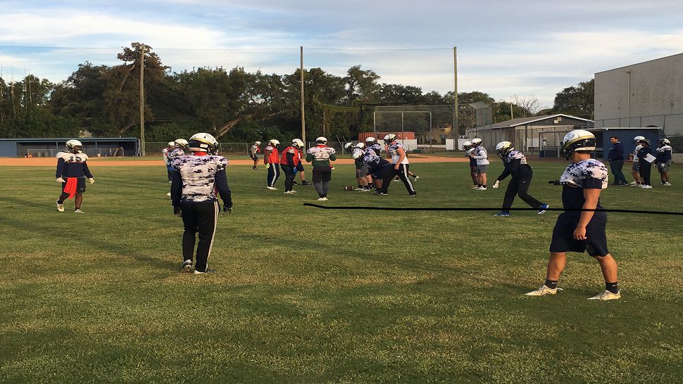 Admiral Farragut practicing this week before Friday's game