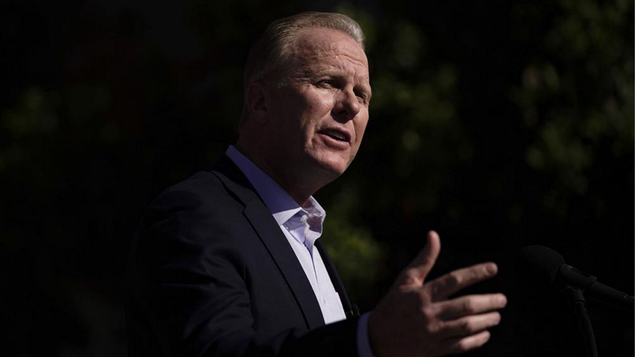  In this Feb. 2, 2021, file photo, former San Diego Mayor Kevin Faulconer speaks during a news conference in the San Pedro section of Los Angeles. (AP Photo/Jae C. Hong, File