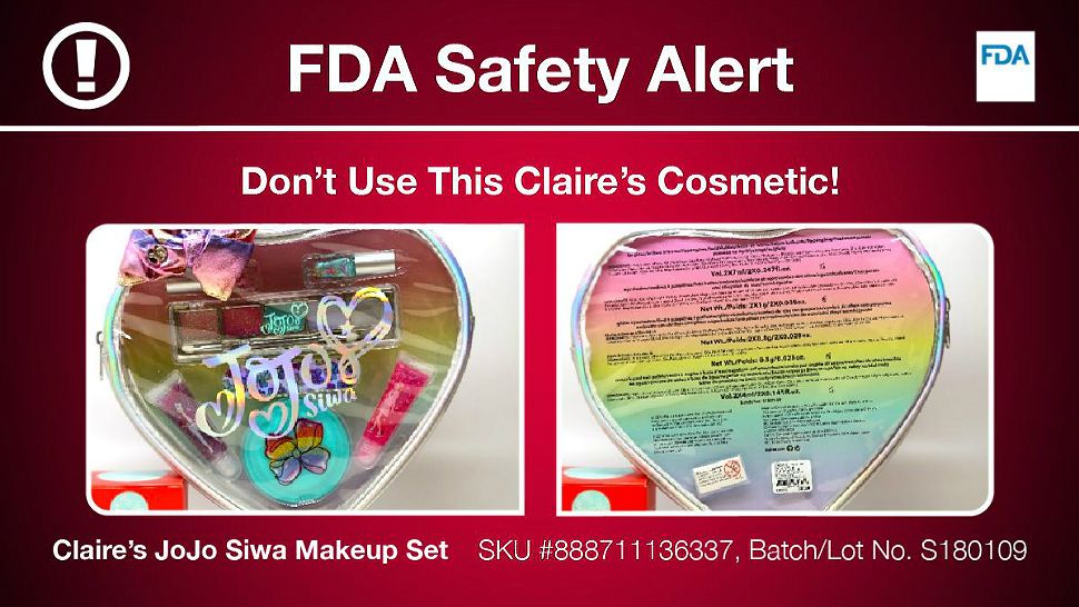 The FDA is recalling products from Beauty Plus and Claire's after a positive test for asbestos. (U.S. FDA)