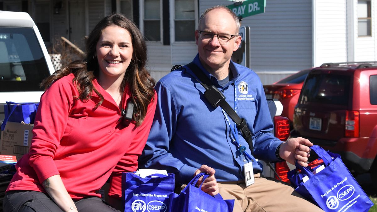 Lexington Emergency Management distributed emergency preparedness kits to mobile home residents. The grant program will help residents get critical information about severe weather and natural disasters. (Lexington Emergency Management)