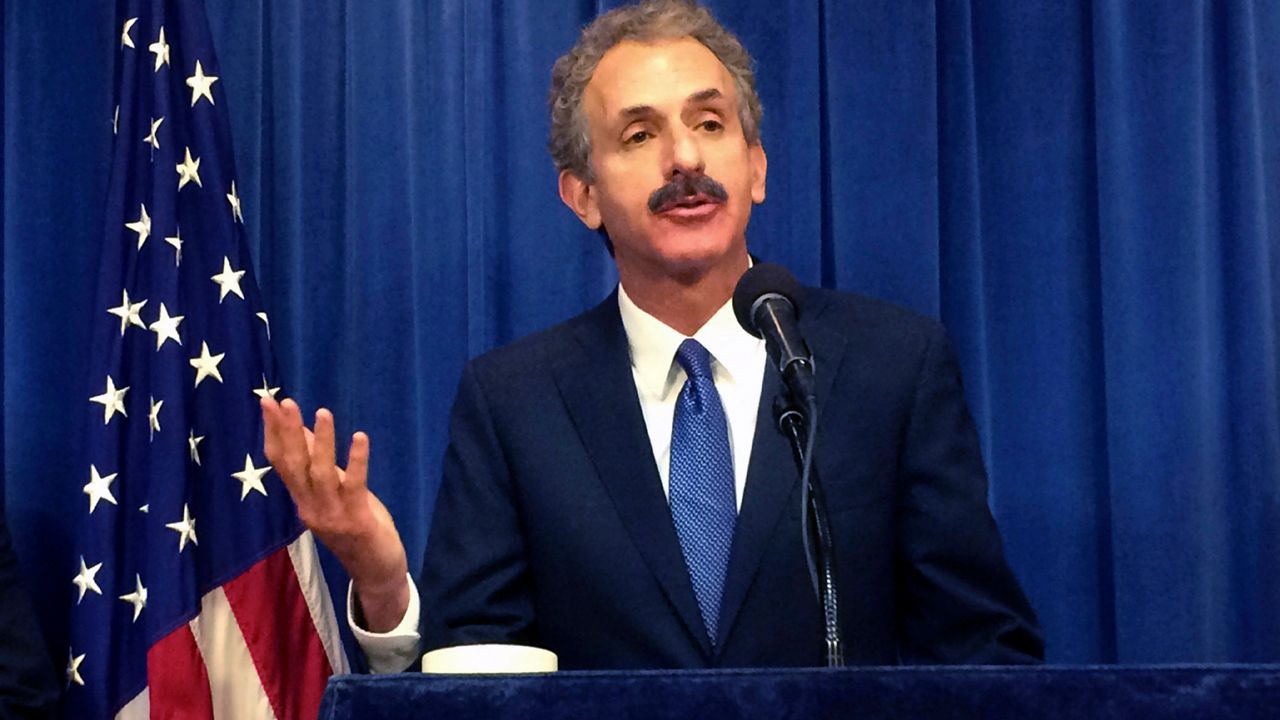 In this June 20, 2017, file photo, Los Angeles City Attorney Mike Feuer talks during a news conference in Los Angeles. (AP Photo/Christopher Weber, File)