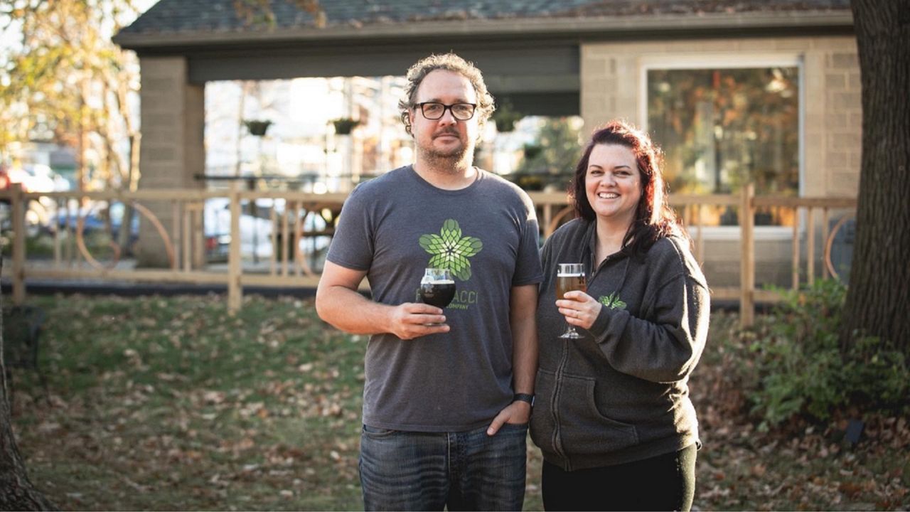 Bob and Betty Bollas, co-owners of Fibonacci Brewing Company in Mount Healthy, Ohio. (Photo courtesy of Fibonacci Brewing Company)