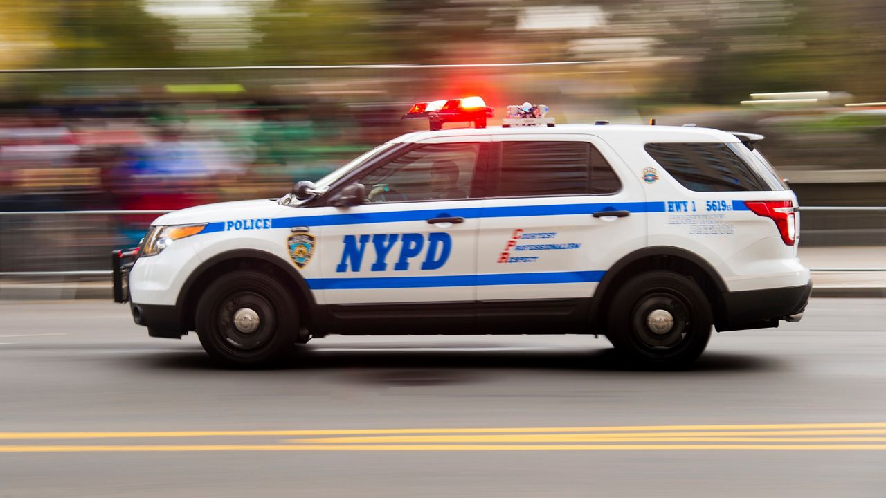 An NYPD police car is seen in Manhattan on Thursday, Nov. 24, 2016.
