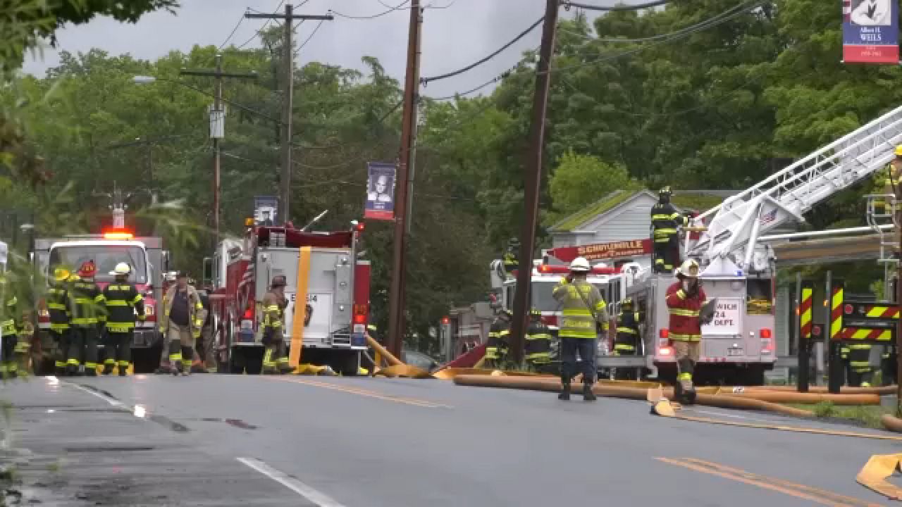 Crews battling a fire