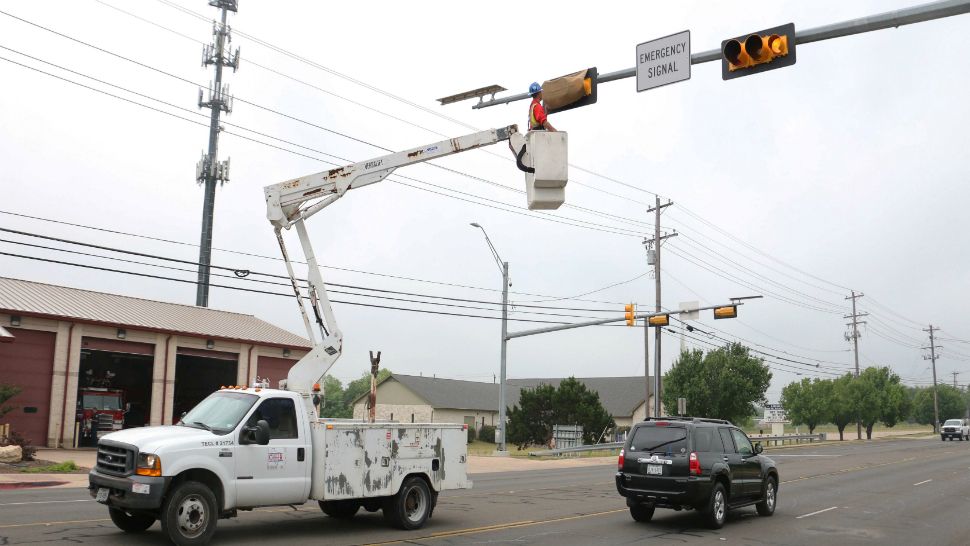 An emergency red signal is installed outside Cedar Park's Fire Station Number Two in this image from April 30, 2018. (Source: City of Cedar Park)