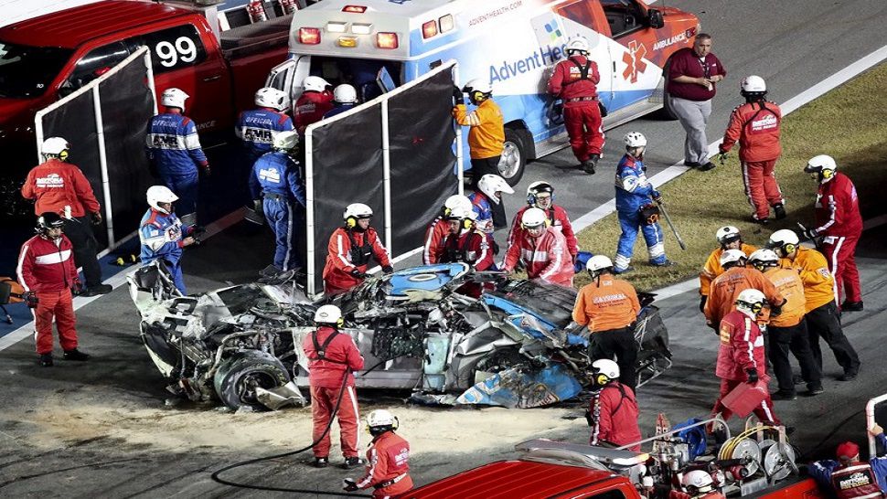 Ryan Newman's car slammed into the wall at nearly 200 mph, flipped, got T-boned by another car, flipped several more times and skidded to a halt in flames at Monday's Daytona 500.