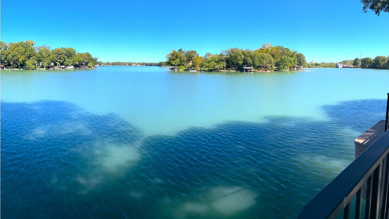 Lake McQueeney, in Guadalupe County, Texas, appears in this image from October 22, 2019. (Stacy Rickard/Spectrum News)