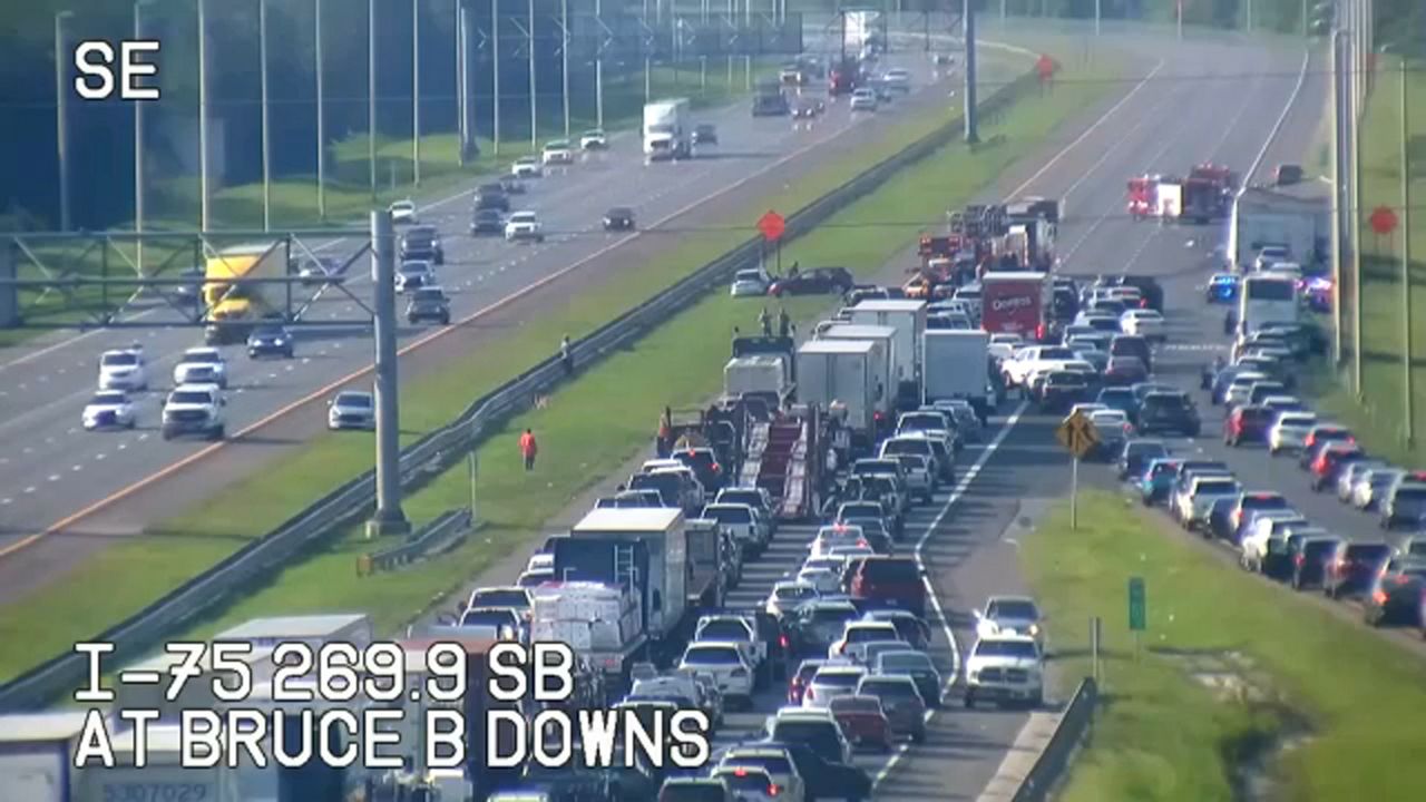 A deadly multi-vehicle crash occurred along I-75 southbound at Bruce B. Downs Boulevard on Thursday, according to Florida Highway Patrol, closing lanes for several hours. (FHP)