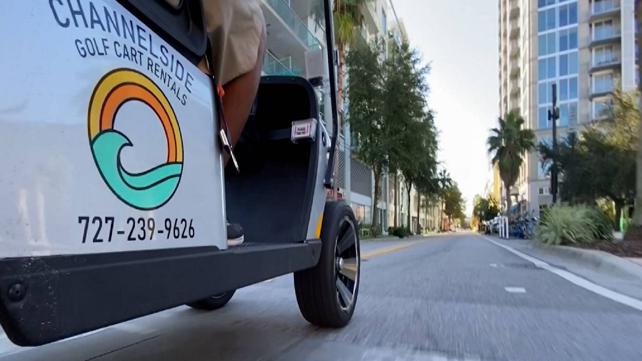 Golf carts hit the streets of downtown Tampa