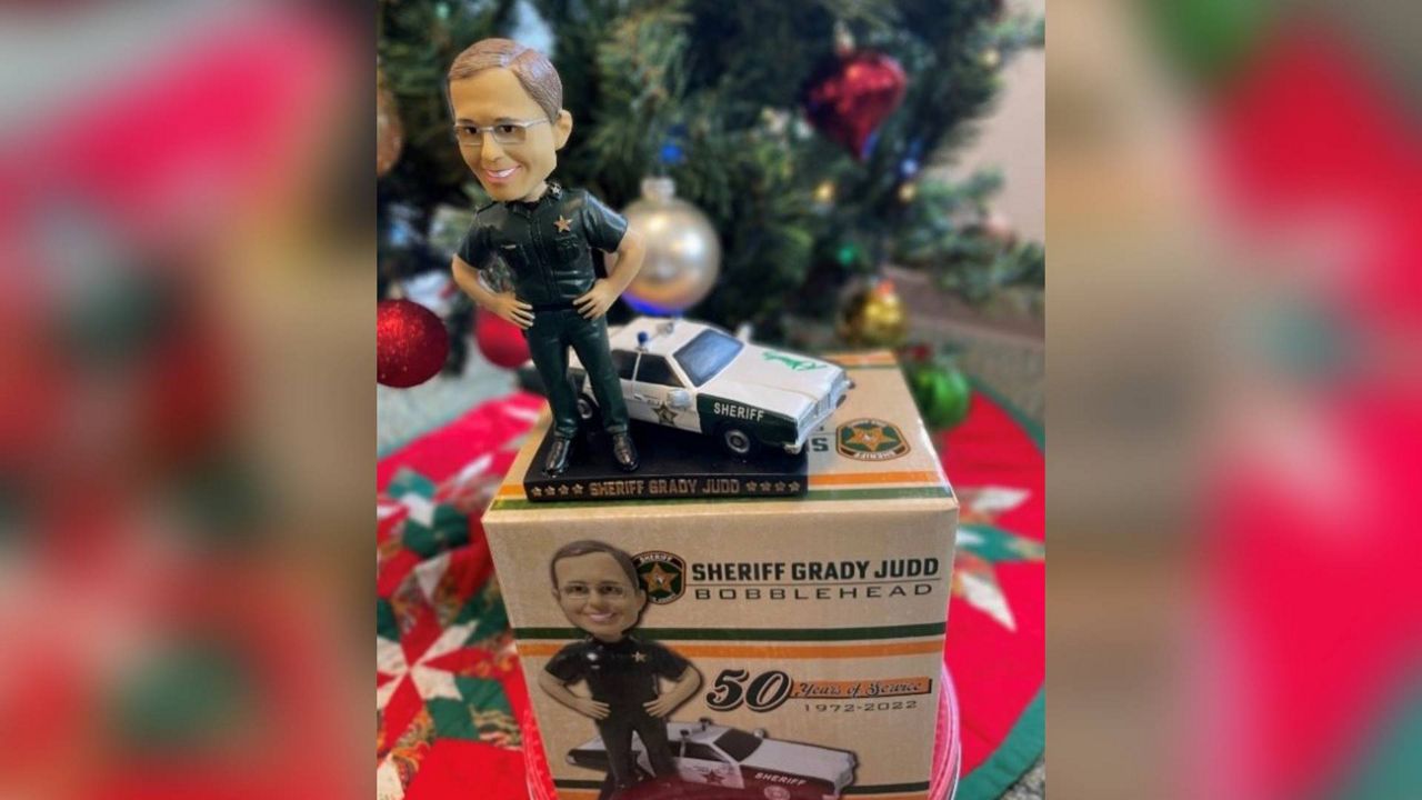 The 2022 Grady Judd bobblehead sold out within hours of its release on Friday, the Polk County Sheriff’s Office announced in a Facebook post. (Courtesy of Polk County Sheriff’s Office)