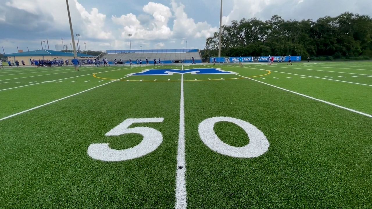 Mulberry High School celebrates new AstroTurf football field