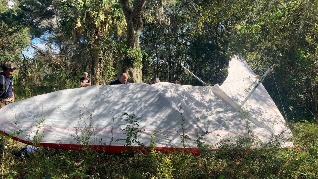 One person has been injured in an ultralight plane crash in Titusville on Saturday, according to officials with the Brevard County Sheriff’s Office. (Photo courtesy of Brevard County Fire Rescue)