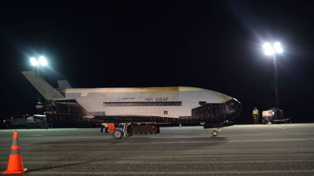 The Air Force’s X-37B Orbital Test Vehicle Mission 5 successfully landed at NASA’s Kennedy Space Center Shuttle Landing Facility Oct. 27, 2019. The X-37B OTV is an experimental test program to demonstrate technologies for a reliable, reusable, unmanned space test platform for the U.S. Air Force. (Photo courtesy of U.S. Air Force)