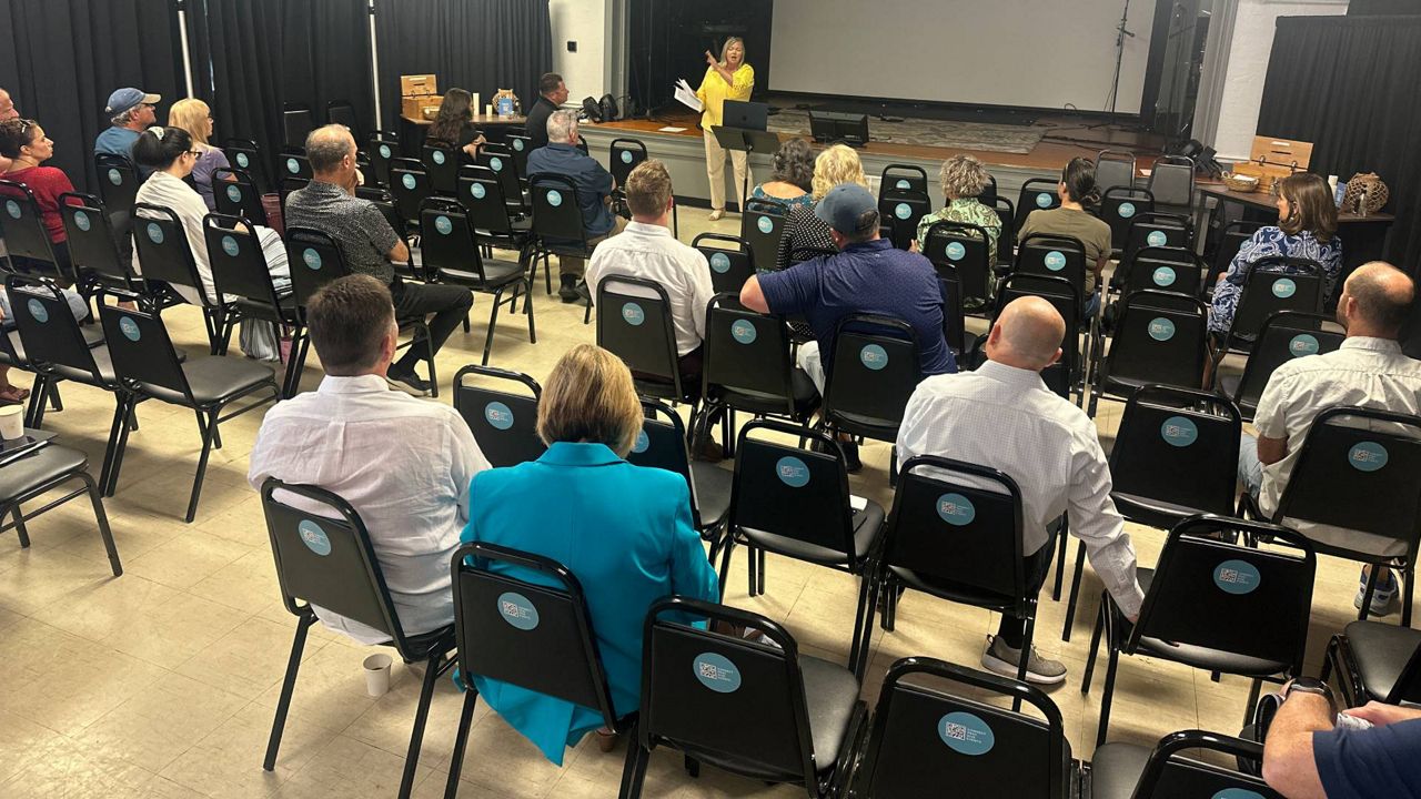 Flagler Strong volunteers, business community leaders and elected officials gather to talk about hurricane preparedness. (Spectrum News/Julie Gargotta)