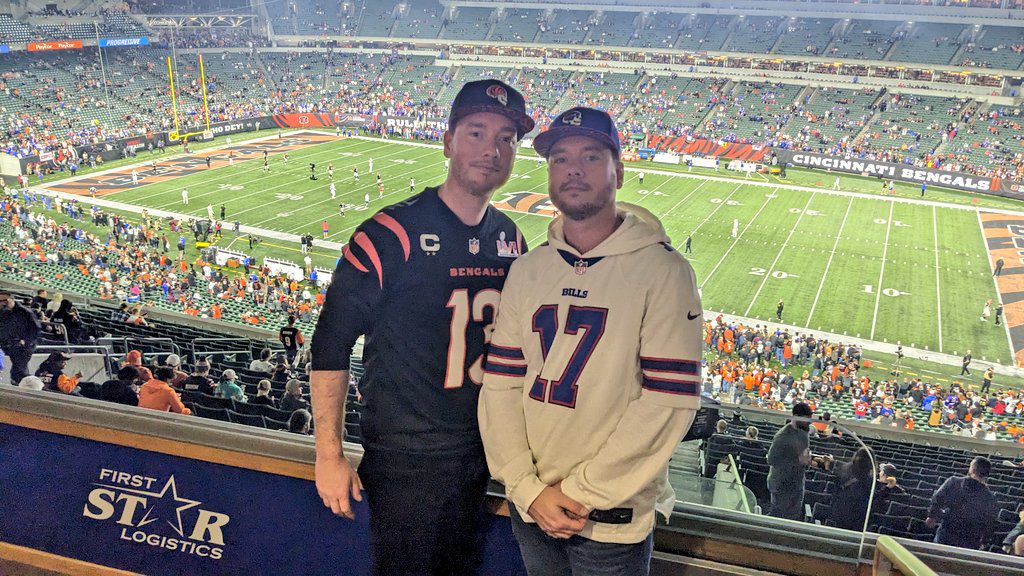 Joe and Glenn Goodberry pose for a photo during the Bengals/Bills game in Cincinnati. (Photo courtesy of Glenn Goodberry)