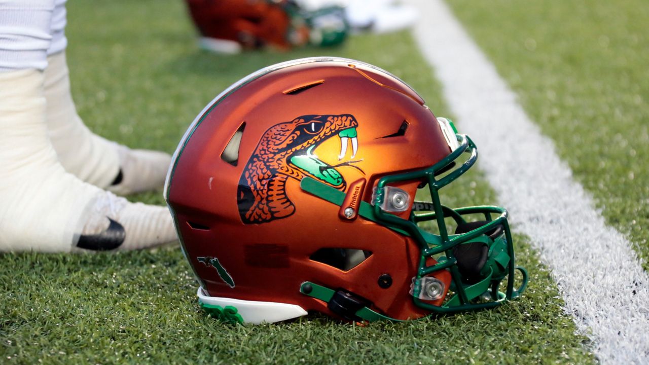 Florida A&M Rattlers football helmet. (AP Photo/Chris Seward)