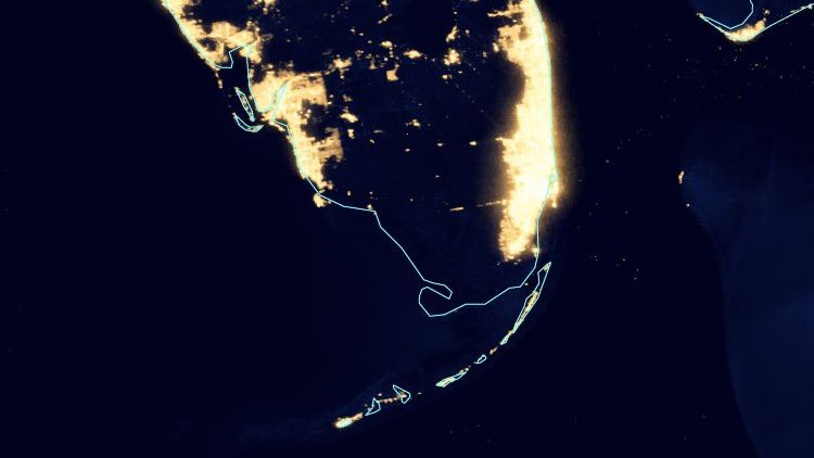 Satellite image of light pollution in Florida (NASA)