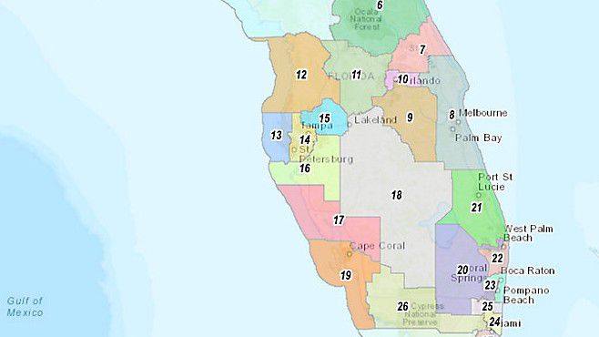 Florida's new congressional map divides Pinellas County into two different congressional districts (Florida Legislature)