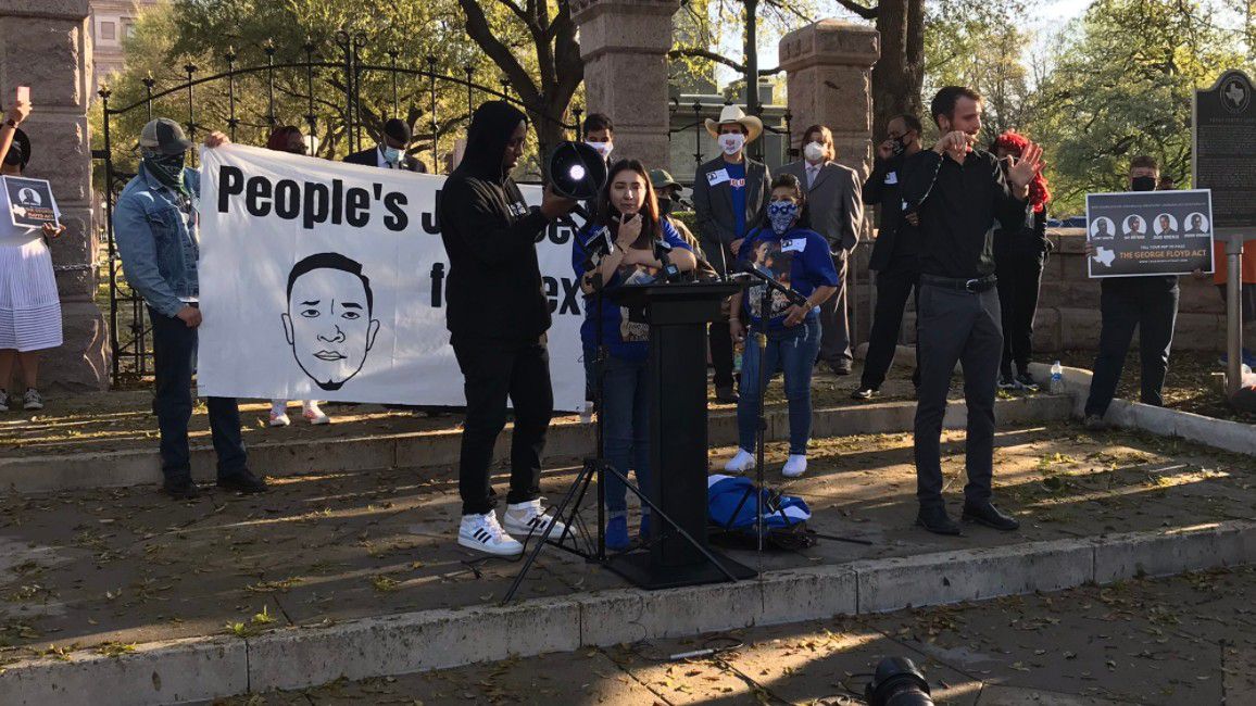 People rally in support of the George Floyd Act at the Texas Capitol in Austin in this image from March 25, 2021. (Spectrum News 1/Matt Mershon)