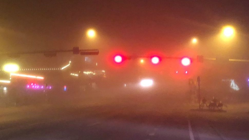 Dense fog along South Congress in Austin, Texas, in this image from December 18, 2018. (Victoria Maranan/Spectrum News)