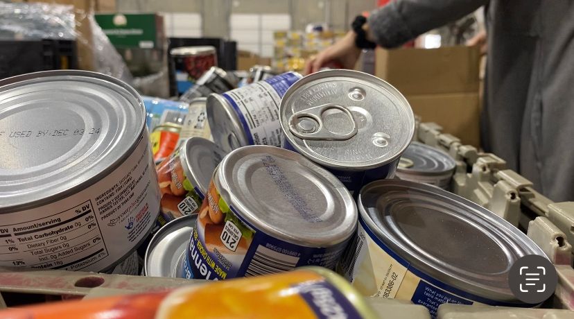 Canned food at a food drive.