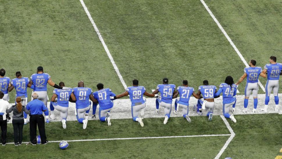 NFL players kneel in protest in this file image from 2017. (Associated Press)