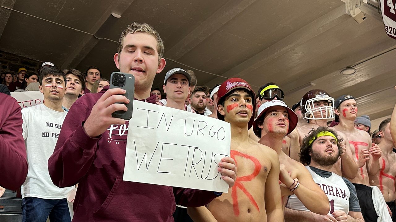 Fans of the Fordham Rams are pictured.