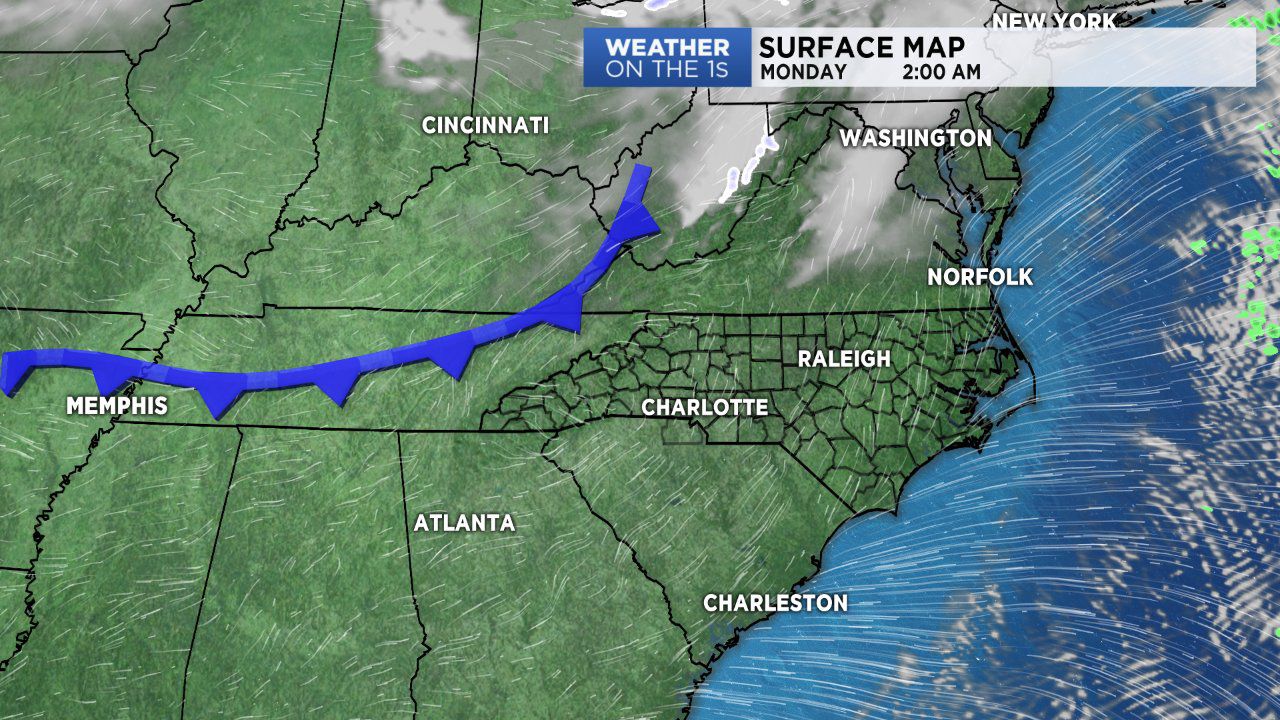 Cold front moves in monday