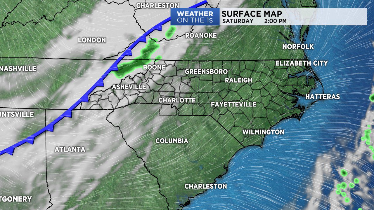 Cold front moves in from the northwest
