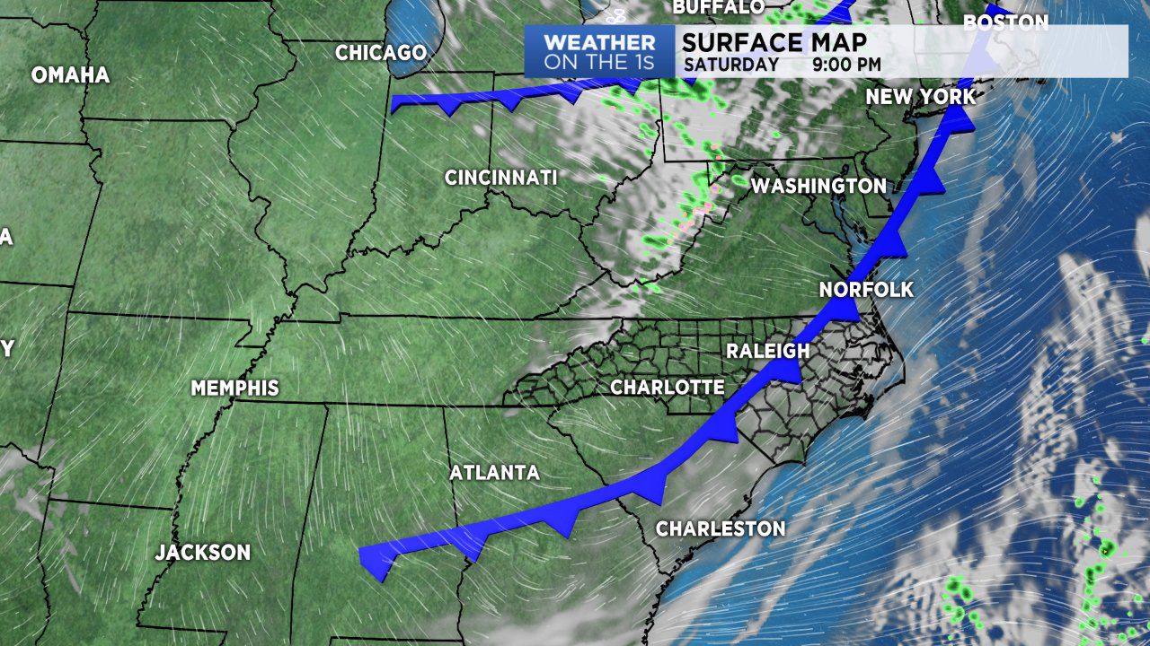 Cold front pushes through Saturday