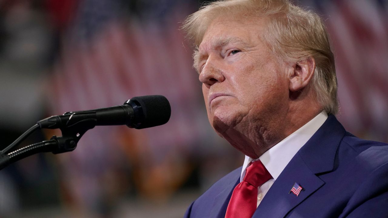 Former President Donald Trump speaks at a rally in Wilkes-Barre, Pa. on Saturday, Sept. 3, 2022.