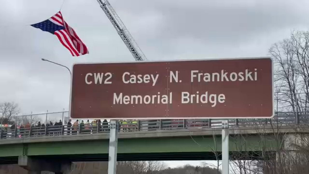 The unveiling of the Casey Frankoski Memorial Bridge over I-90 in the city of Rensselaer.