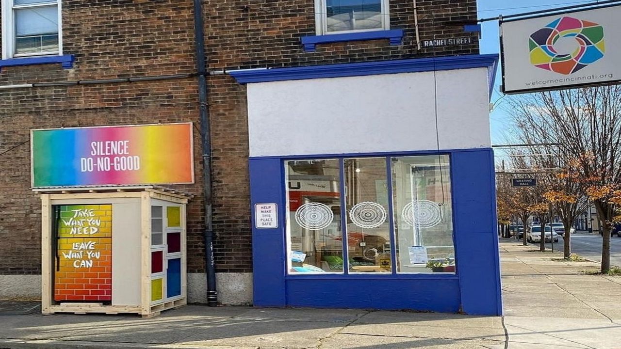 Welcome Project's free street-level fridge.