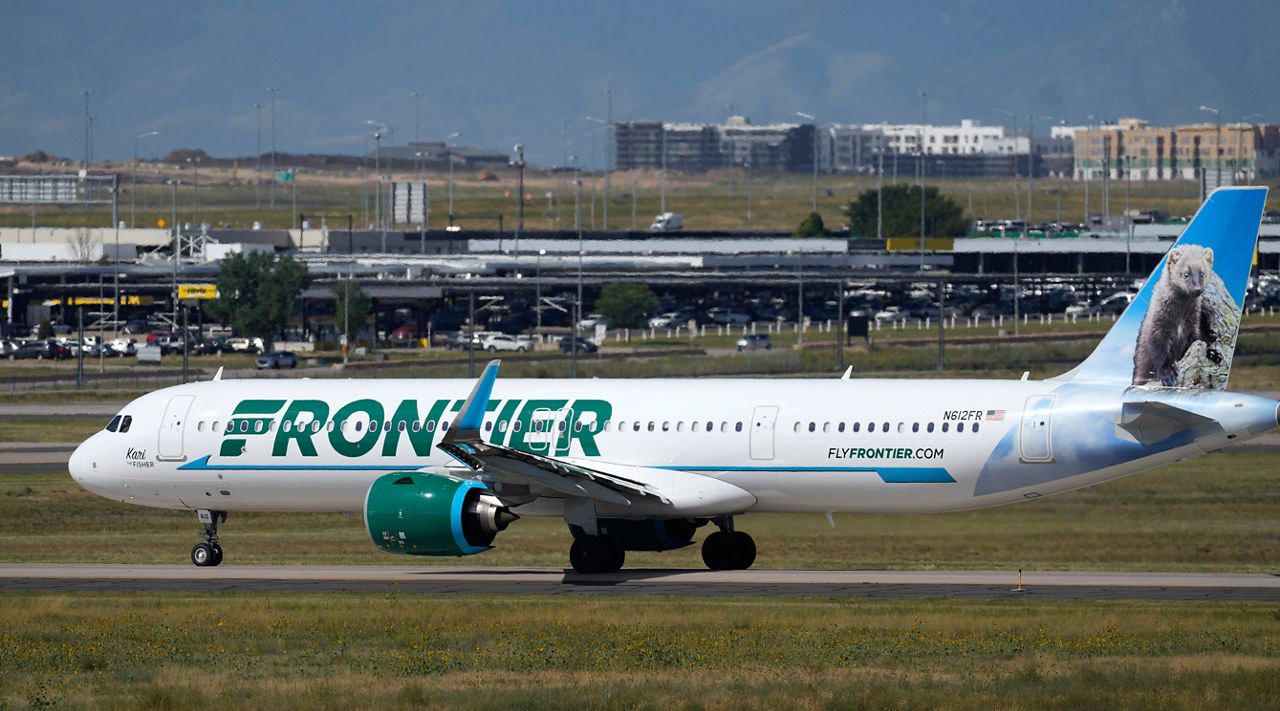 A Frontier Airlines jetliner. (AP Photo/David Zalubowski, File)