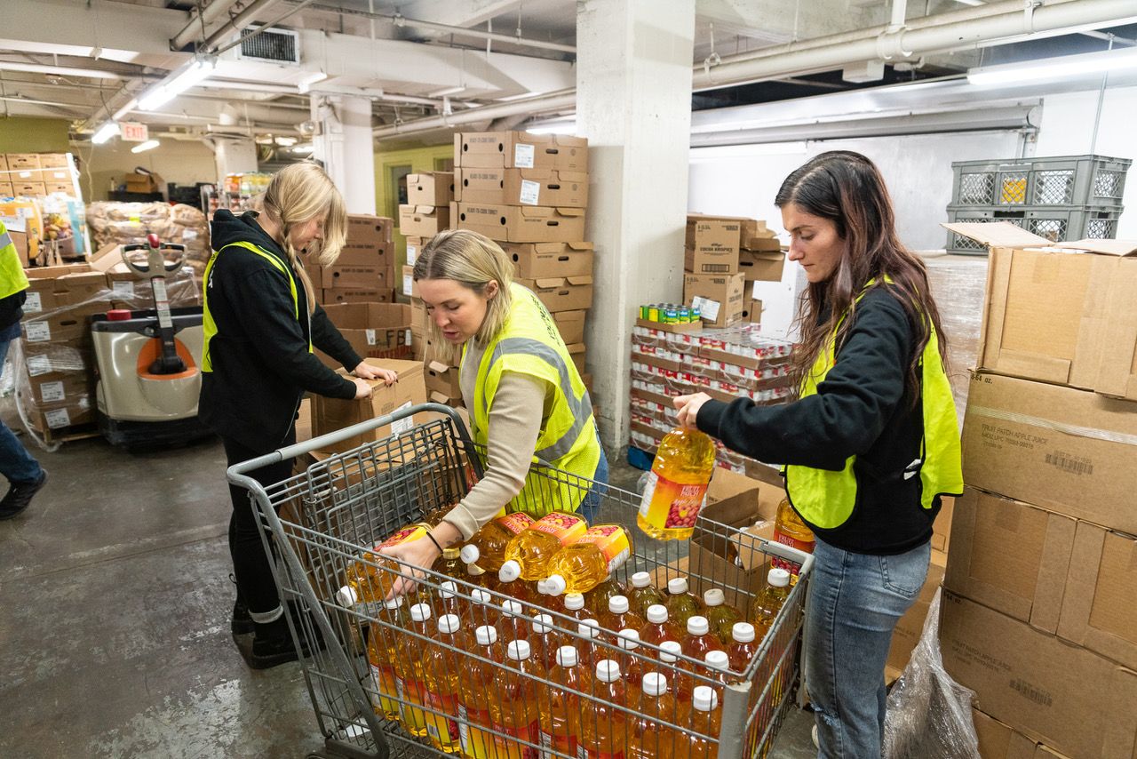 Volunteers working at Freestore Foodbank's Liberty Street Market in Over-the-Rhine. (Photo courtesy of Rhinegeist Brewery)