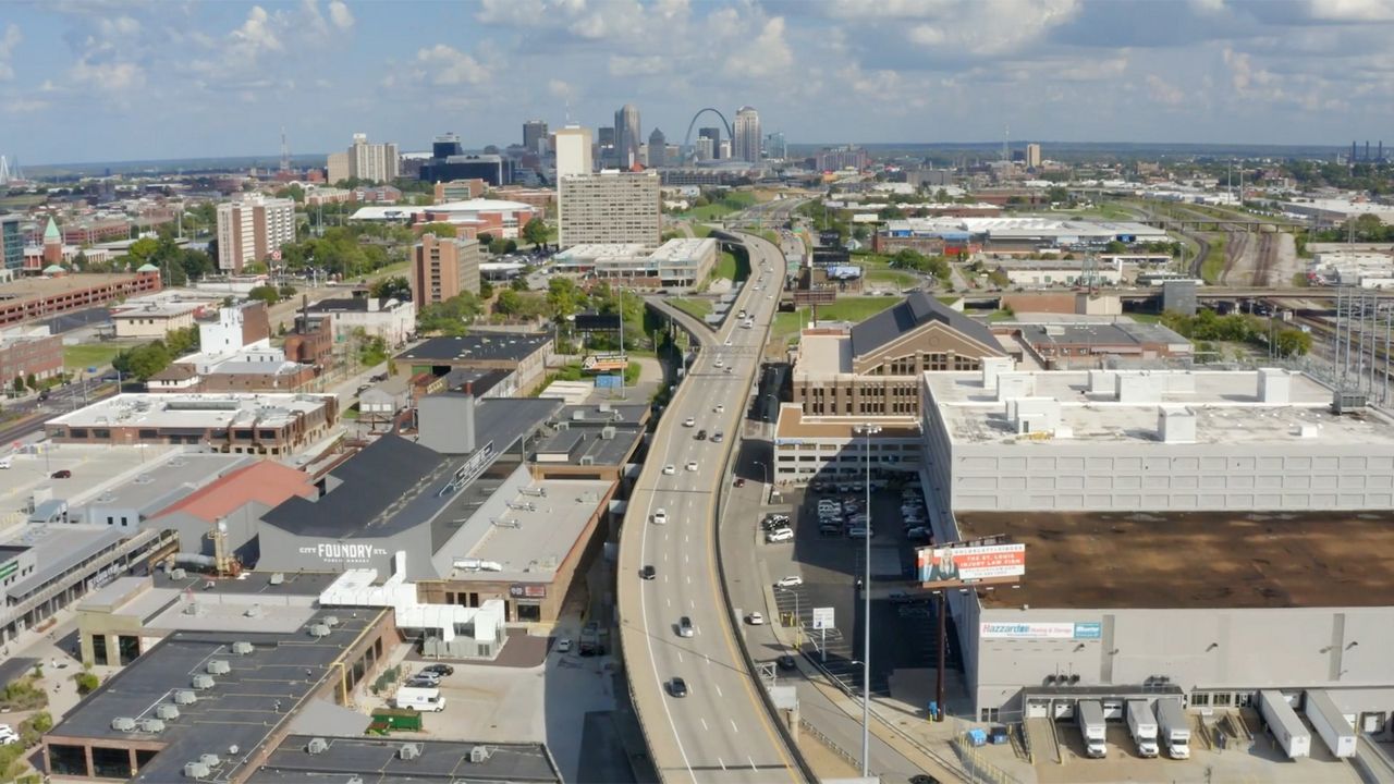 Pictured is aerial footage of Interstate 64 by the Missouri Department of Transportation (MoDOT), which will present three improvement plans within the I-64 corridor between Kingshighway and Jefferson Avenue to the public on Jan. 18. 