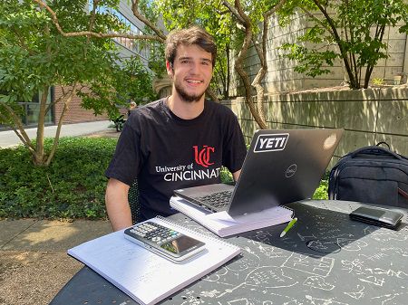 UC student Garrett Campbell studies on campus (Casey Weldon | Spectrum News 1)