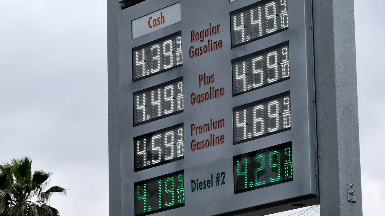 Gasoline prices are displayed at a gas station near downtown Los Angeles on Friday, May 18, 2018. (AP Photo/Richard Vogel)