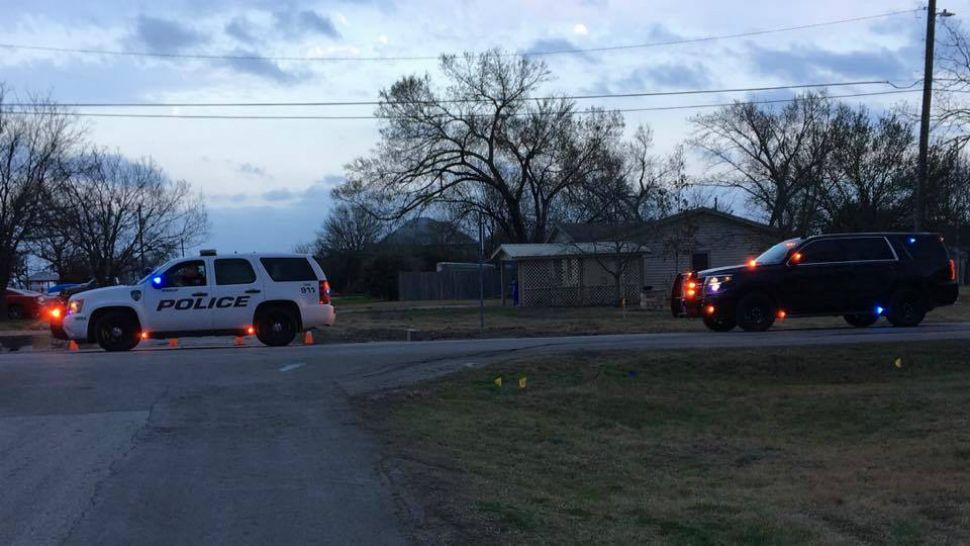 Manor, Texas, police on the scene of a gas leak on North Bastrop Street on Feb. 19, 2018. (City of Manor/Facebook)