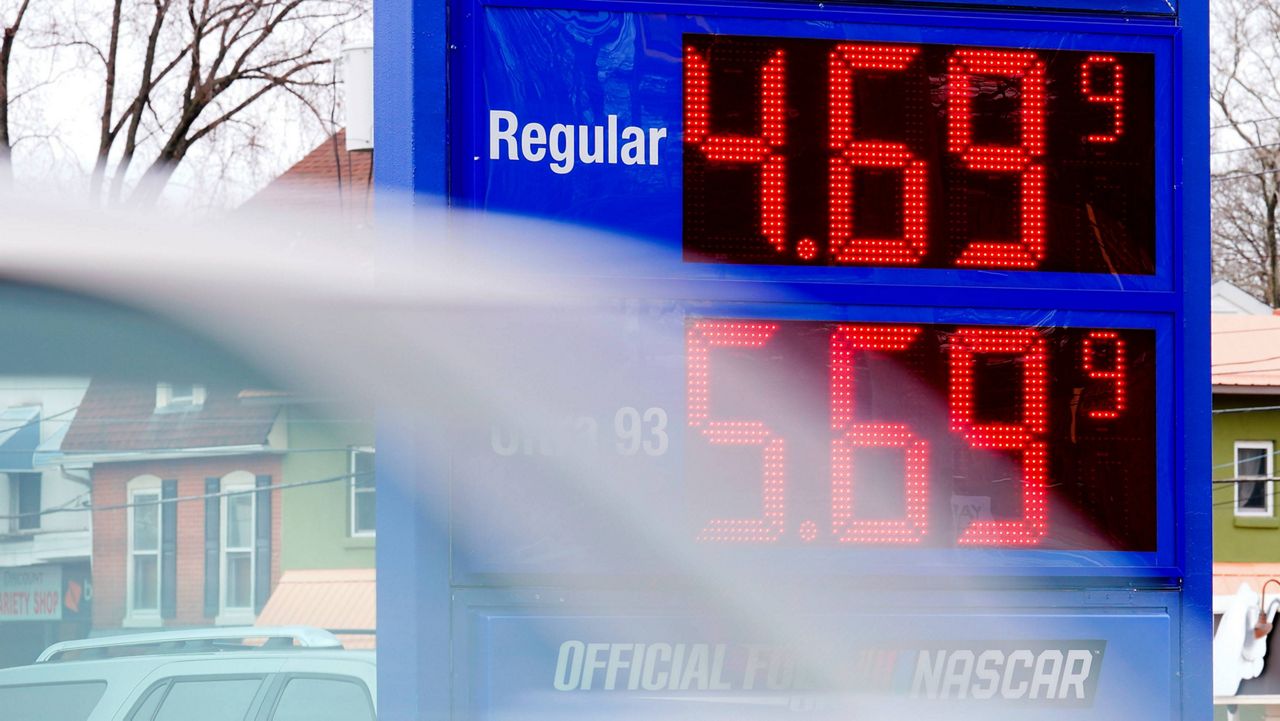 Gas prices are displayed at a filling station in Philadelphia on Thursday. (AP Photo/Matt Rourke)