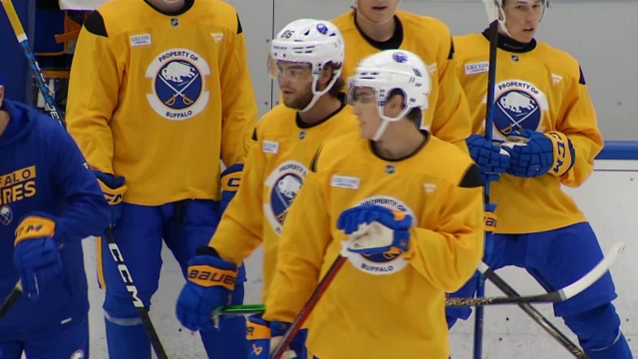 Back with the Sabres once again this summer are two players from the Buffalo suburbs, defensemen Gavin McCarthy out of Clarence and Patrick Geary from Hamburg.