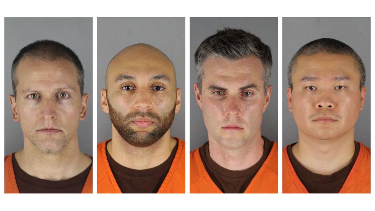 This combination of photos provided by the Hennepin County Sheriff's Office shows, from left, Derek Chauvin, J. Alexander Kueng, Thomas Lane and Tou Thao. (Hennepin County Sheriff's Office via AP, File)