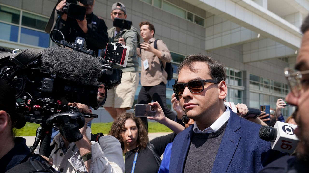 Rep. George Santos leaves the federal courthouse in Central Islip on Wednesday, May 10, 2023.