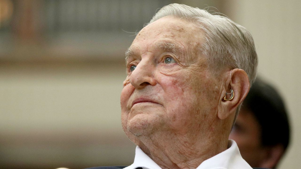 George Soros, founder and chairman of the Open Society Foundations, attends the Joseph A. Schumpeter Award ceremony in Vienna, Austria, June 21, 2019. As former President Donald Trump braces for a potential indictment related to hush money payments made on his behalf during his 2016 campaign, Republicans blasting the case as politically motivated are blaming a frequent target: Soros. (AP Photo/Ronald Zak, File)