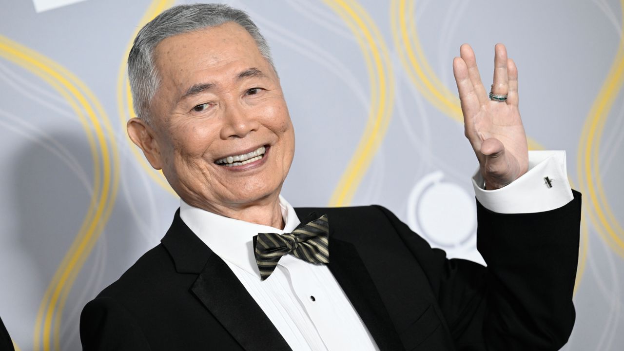 George Takei arrives at the 75th annual Tony Awards on June 12, 2022, at Radio City Music Hall in New York. (Photo by Evan Agostini/Invision/AP)