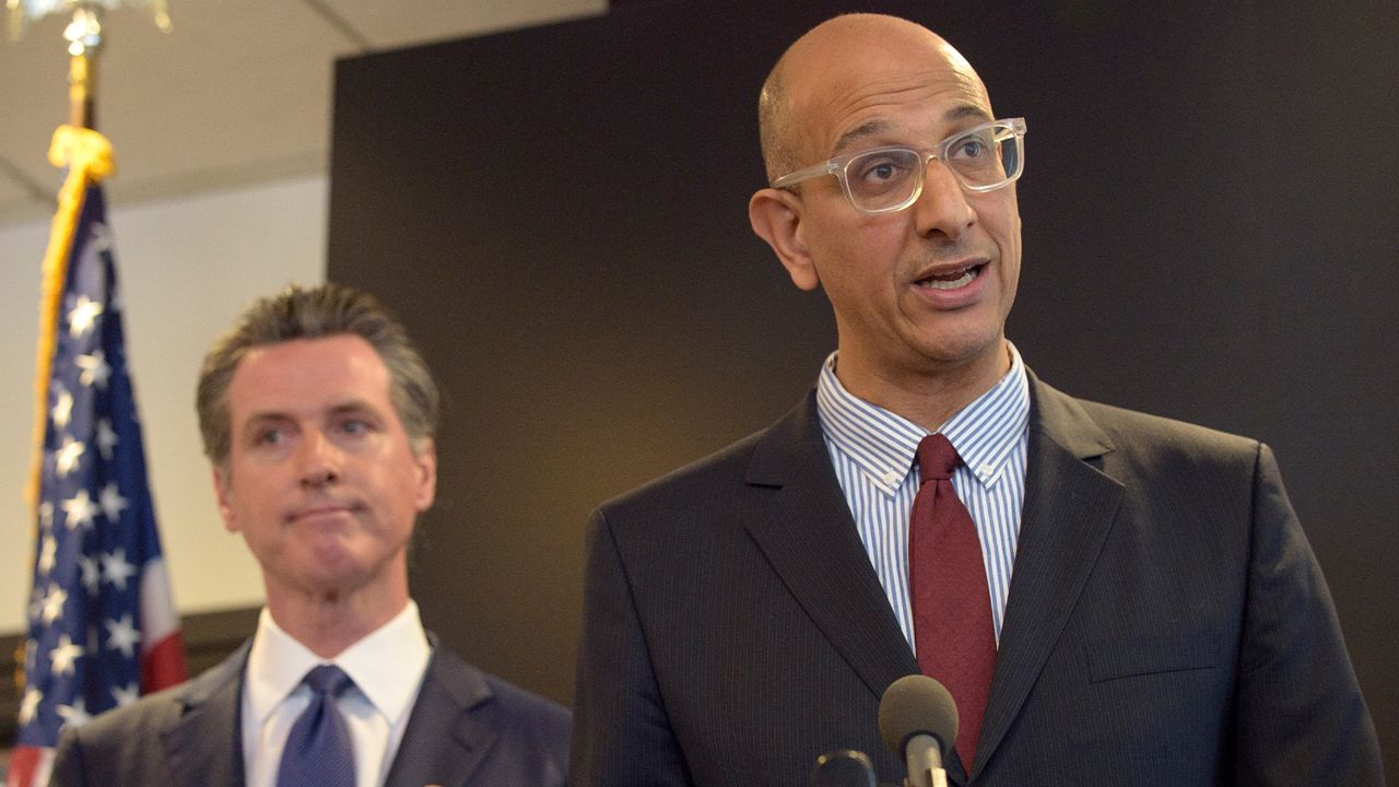 California Health and Human Services Agency Secretary Dr. Mark Ghaly speaks to members of the press at a news conference in Sacramento, Calif., Thursday, Feb. 27, 2020. (AP Photo/Randall Benton)