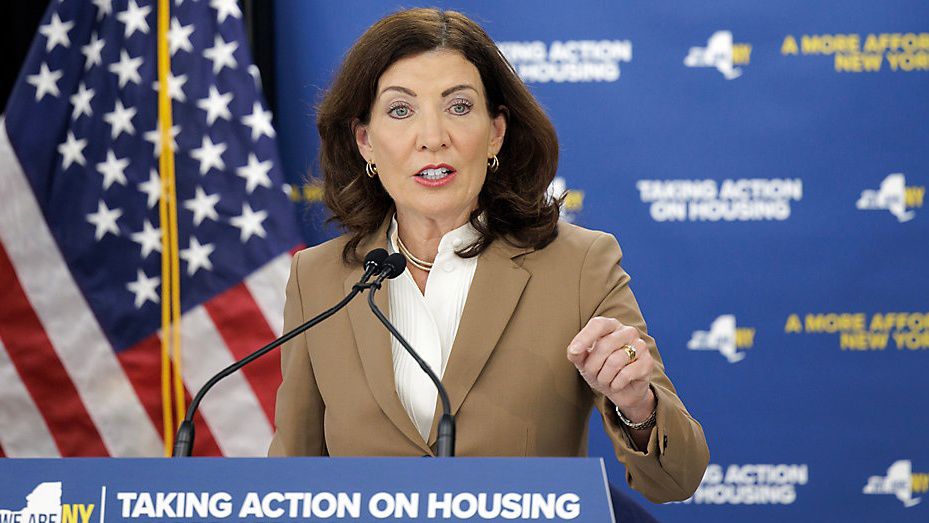 Gov. Kathy Hochul makes an announcement about millions of dollars in state funds to be used to improve the state's supply of affordable housing. Courtesy of Gov. Kathy Hochul's office